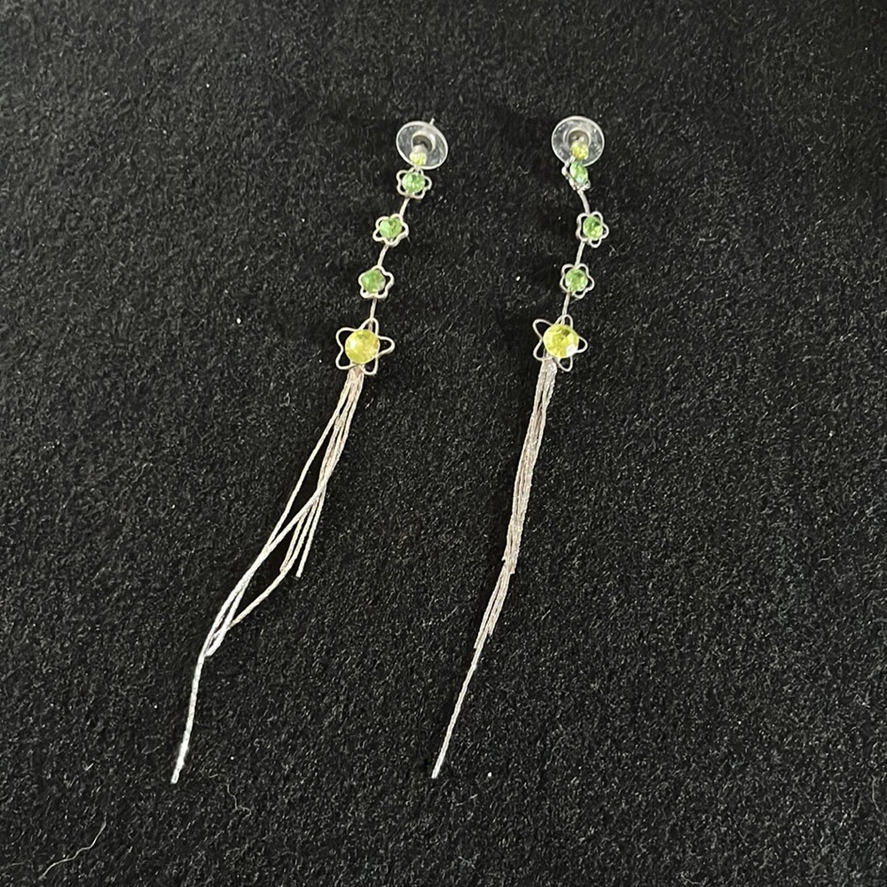 Green star dangle earrings